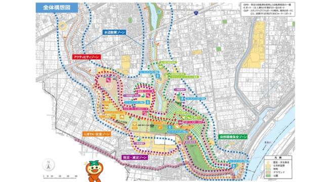 犀川遊⽔地グリーンインフラ基本構想　全体構想図